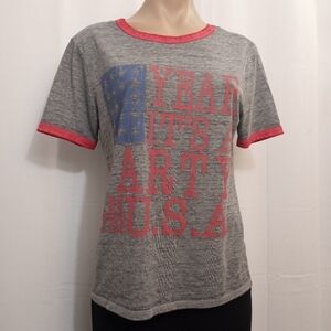 LYRIC Culture Red Label Gray & Red Short Sleeve T-shirt Junior's Size Large